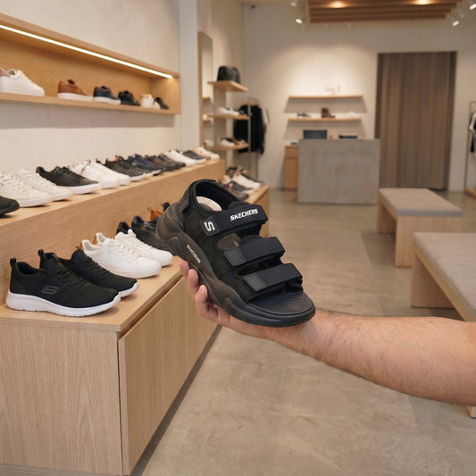 Cloudiez - Black Sole Skecher Sandals