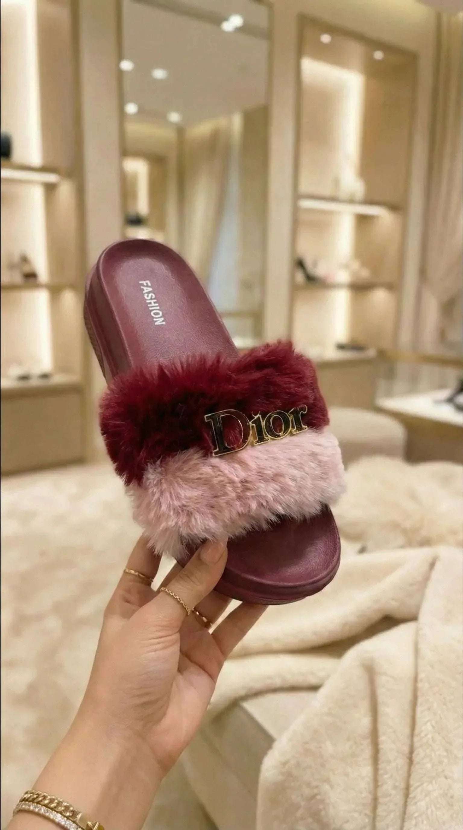 Faux Fur Platform Slippers