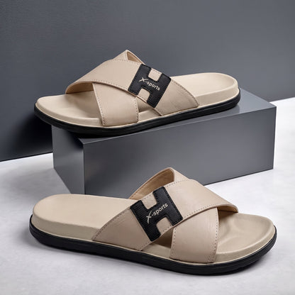 Men Cross Strap Slides