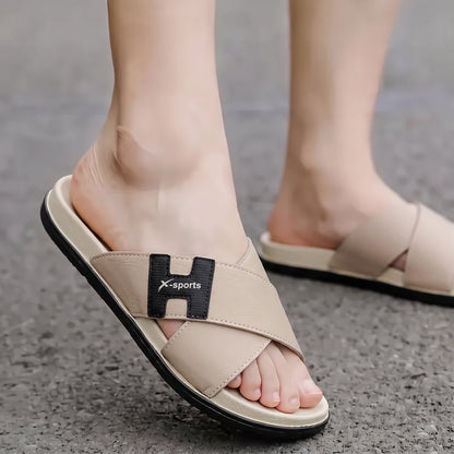 Men Cross Strap Slides