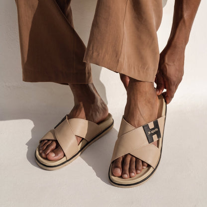 Men Cross Strap Slides