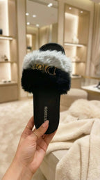 Faux Fur Platform Slippers