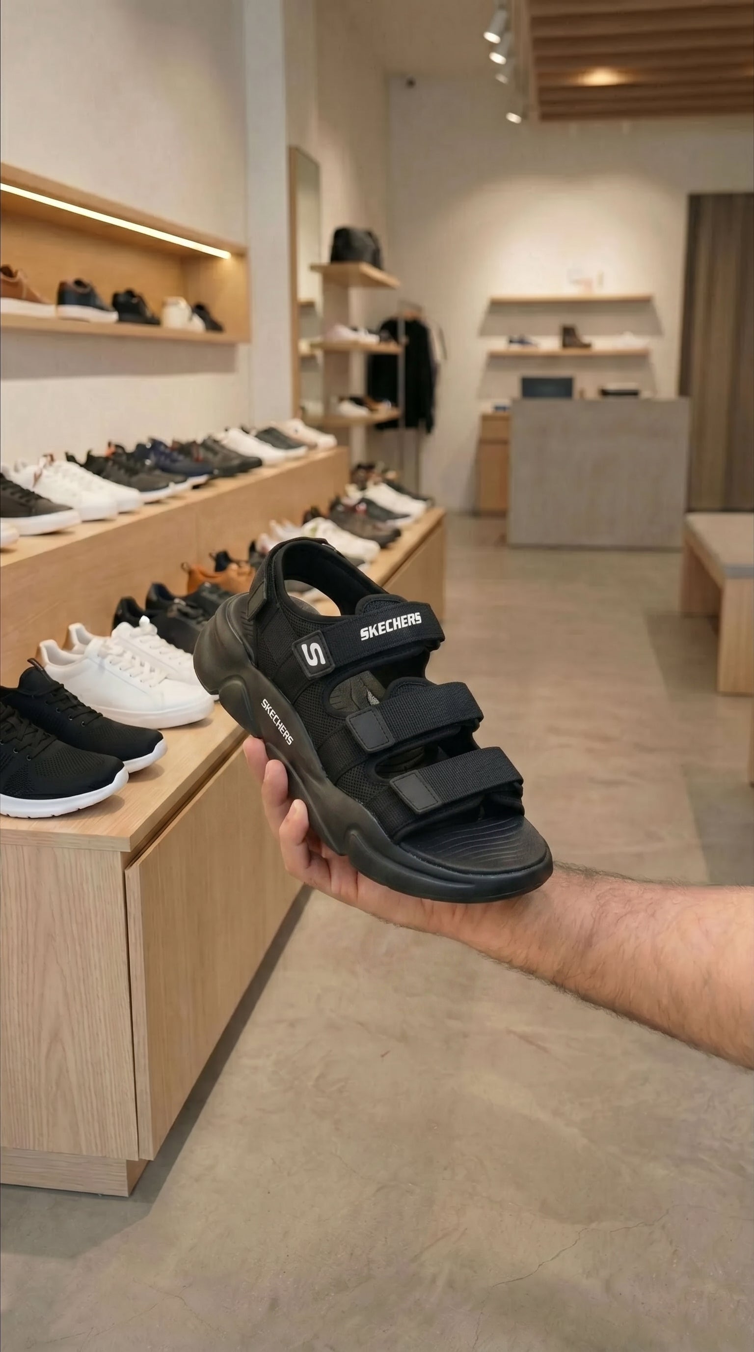 Cloudiez - Black Sole Skecher Sandals