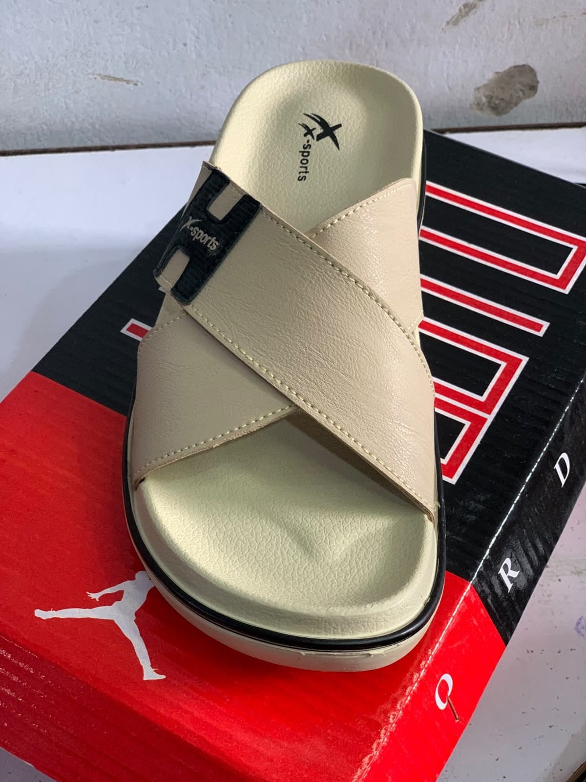 Men Cross Strap Slides (Rexene - Not Leather) Basic Quality