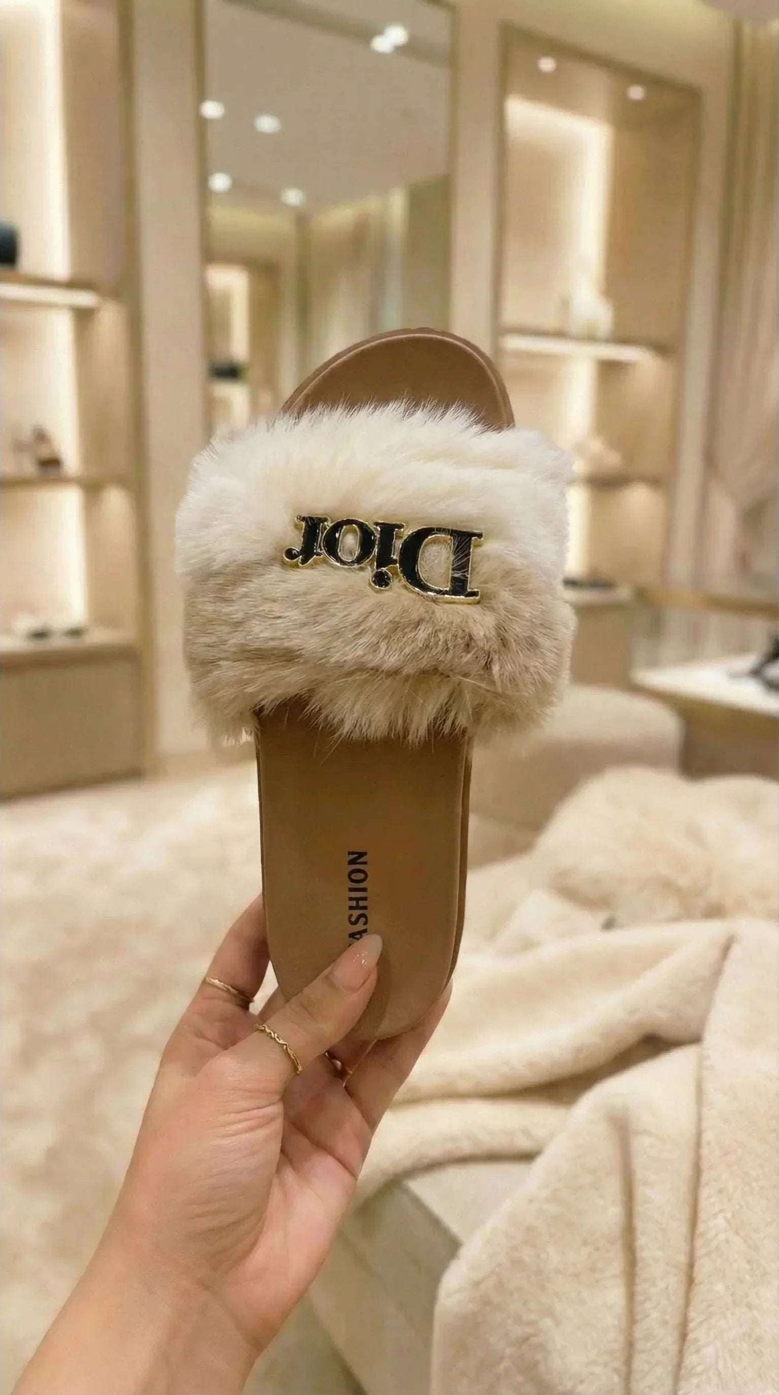 Faux Fur Platform Slippers
