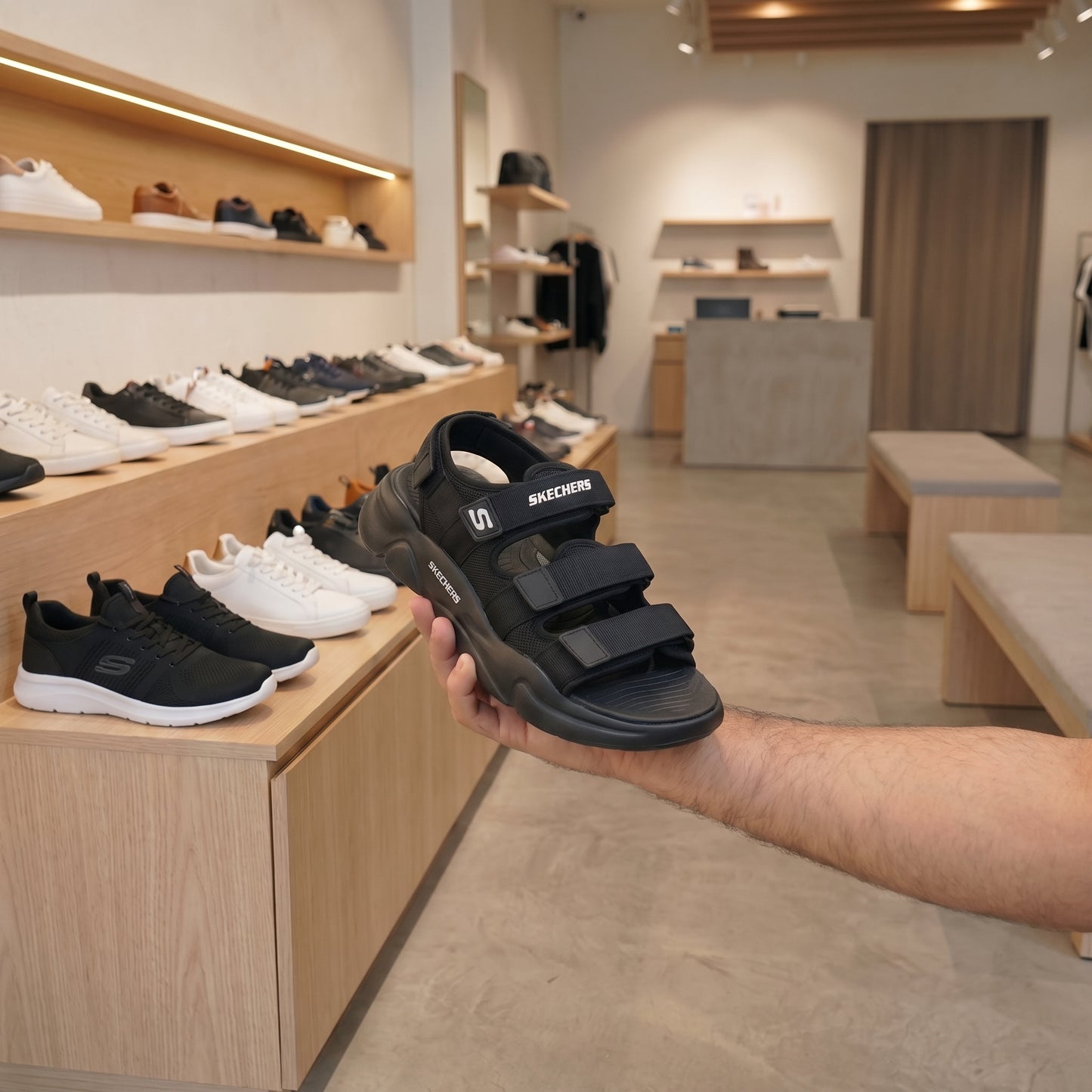 Cloudiez - Black Sole Skecher Sandals