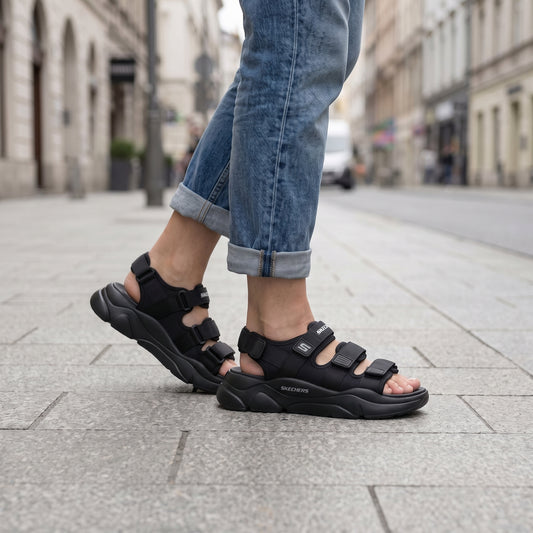 Cloudiez - Black Sole Skecher Sandals